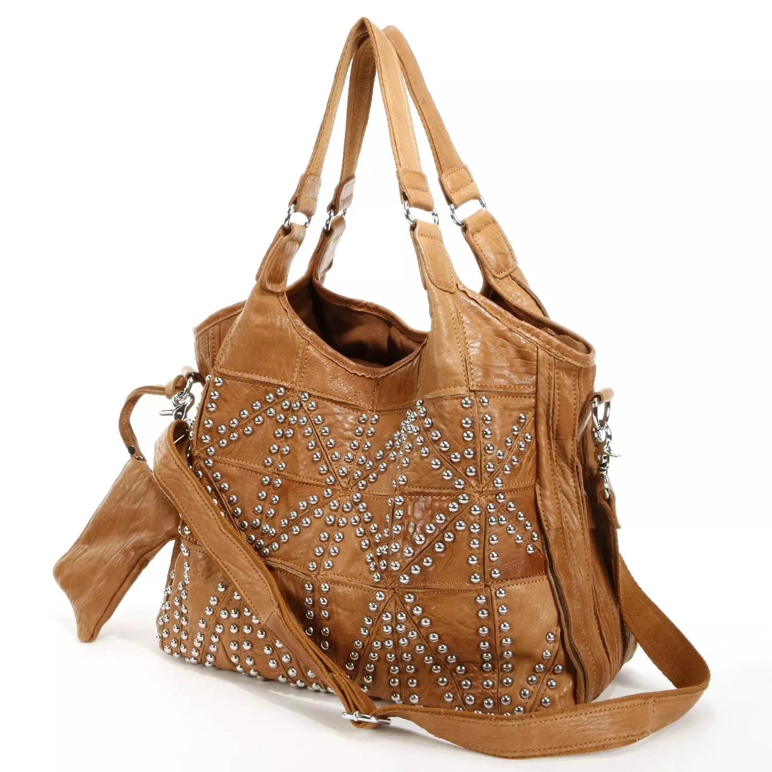 AmeriLeather Spirit Studded Leather Tote Bag AmeriLeather, Brown