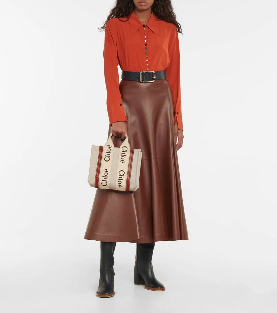 Chloé Small Woody Canvas Tote, Brown