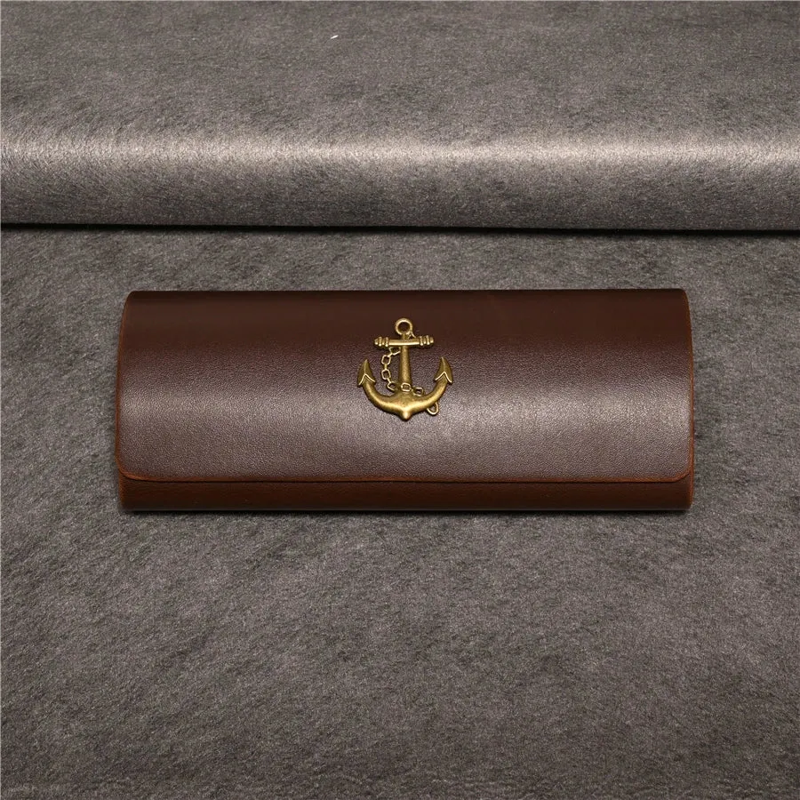 Cubojue Unisex Brown PU Leather Eyeglass Case Assorted Designs 1638
