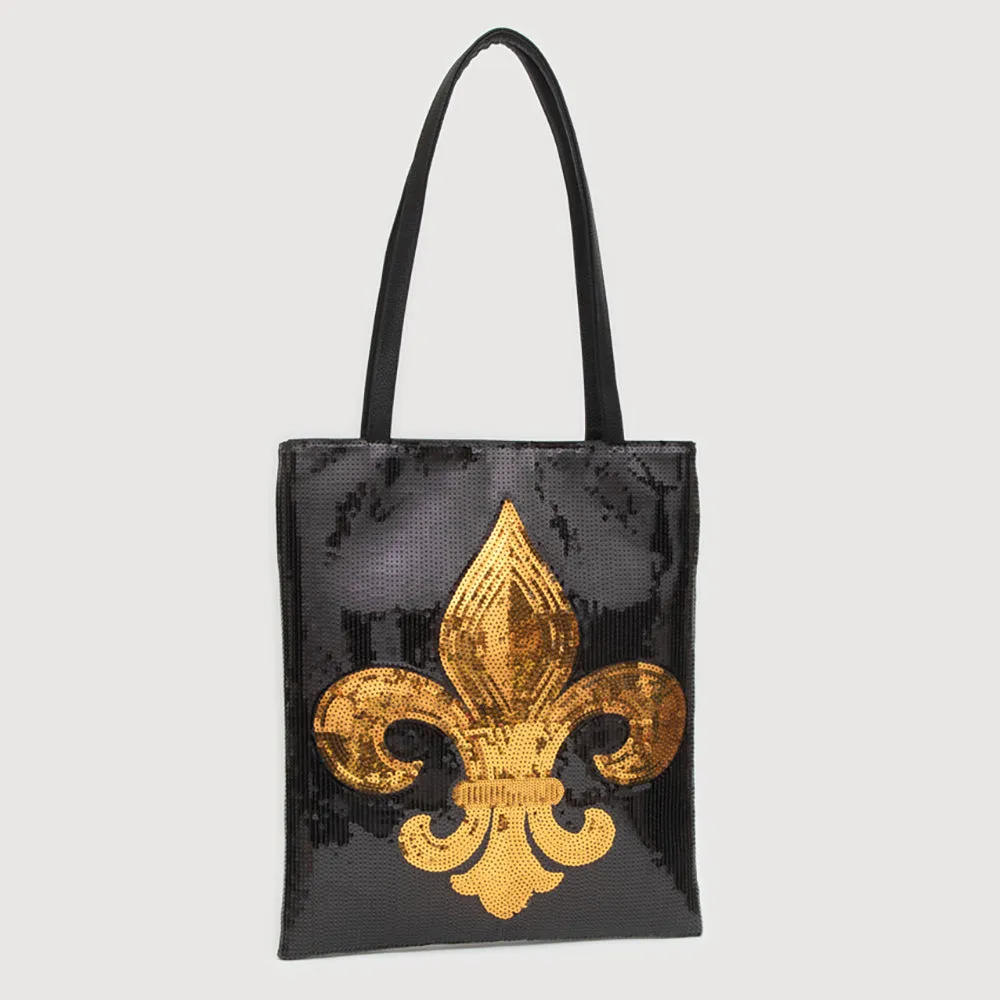 iLLASPARKZ Fleur de Lis Sequin Front Tote Bag