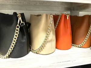 Leather Bucket Shoulder Bag