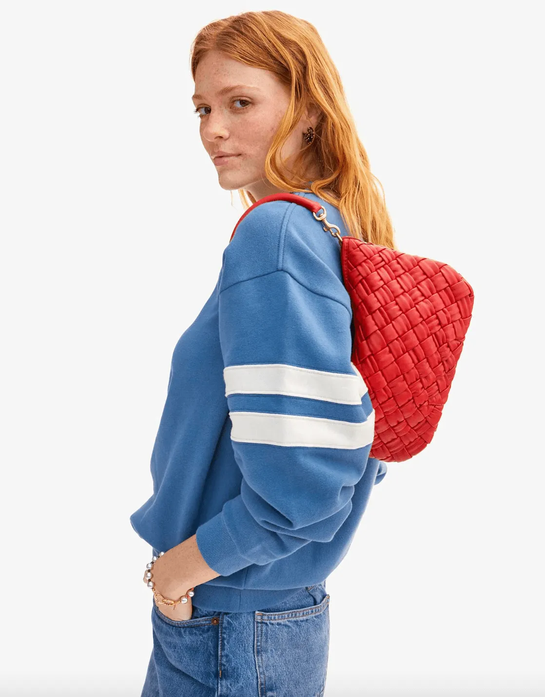 Petit Moyen Messenger Bag - Rosa Puffy Woven
