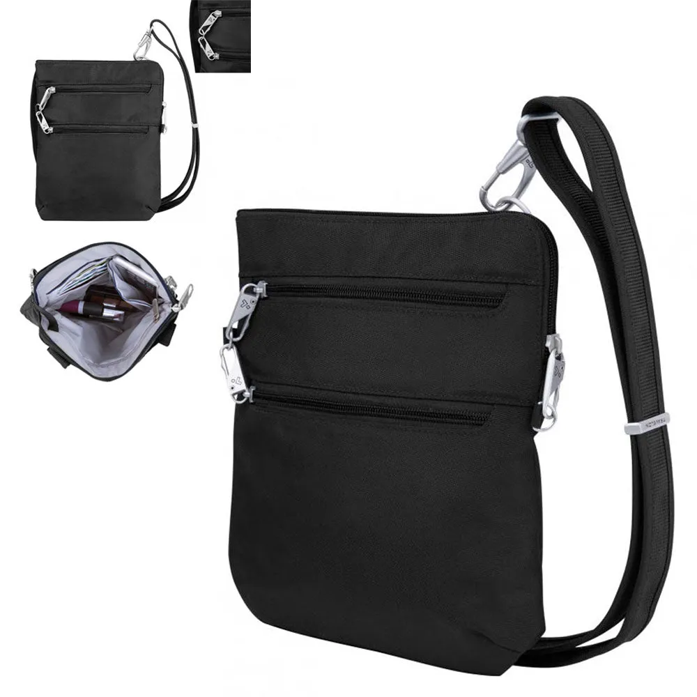 Travelon Anti-Theft Complete Crossbody RFID Blocking Purse Bag Card Slots Black