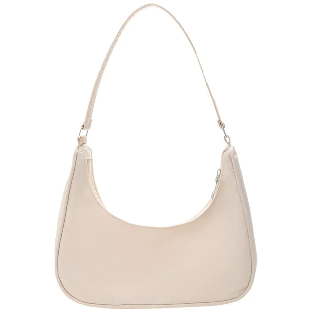 Trendy Flat Shoulder Bag - Beige
