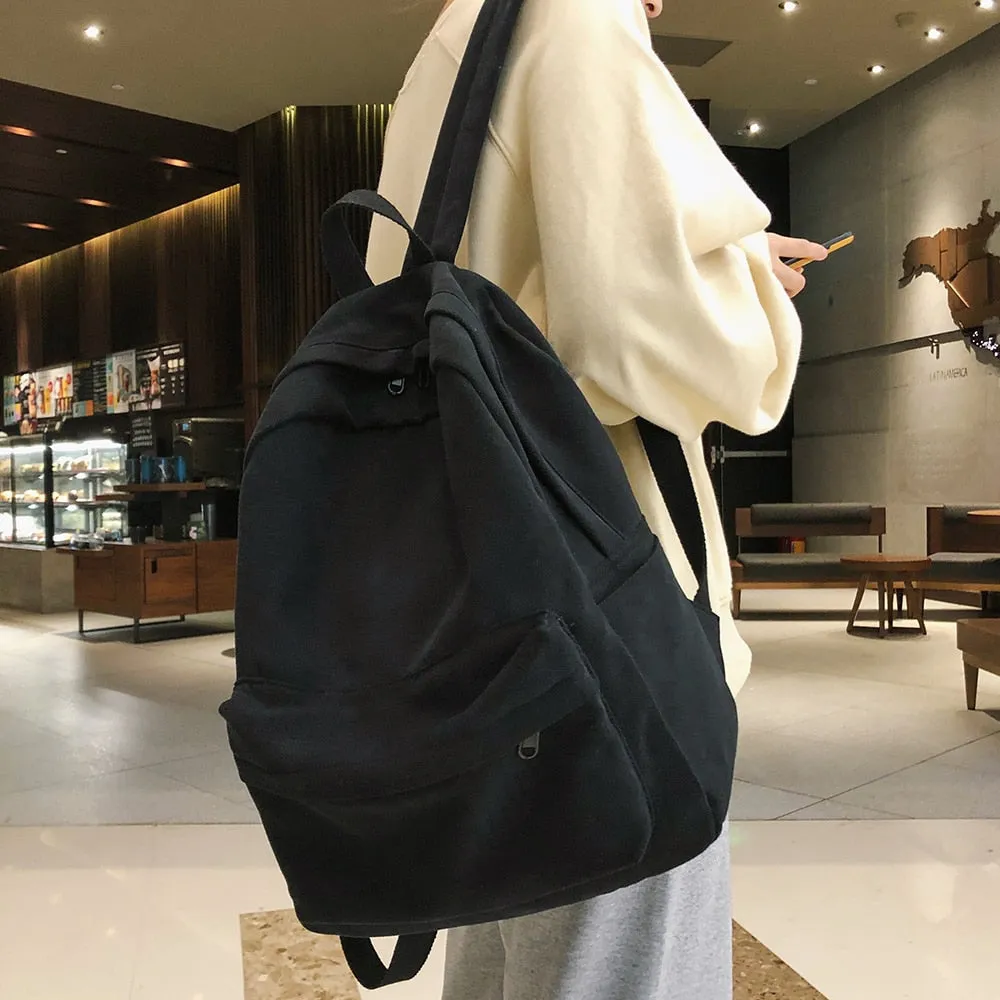 Wenkouban Student Female Cotton Canvas Backpack Kawaii Women Vintage School Bag Teenage Girl Cute Backpacks Fashion Ladies Luxury Bag Book